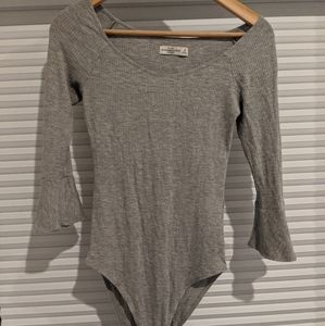 Gray bell sleeve bodysuit